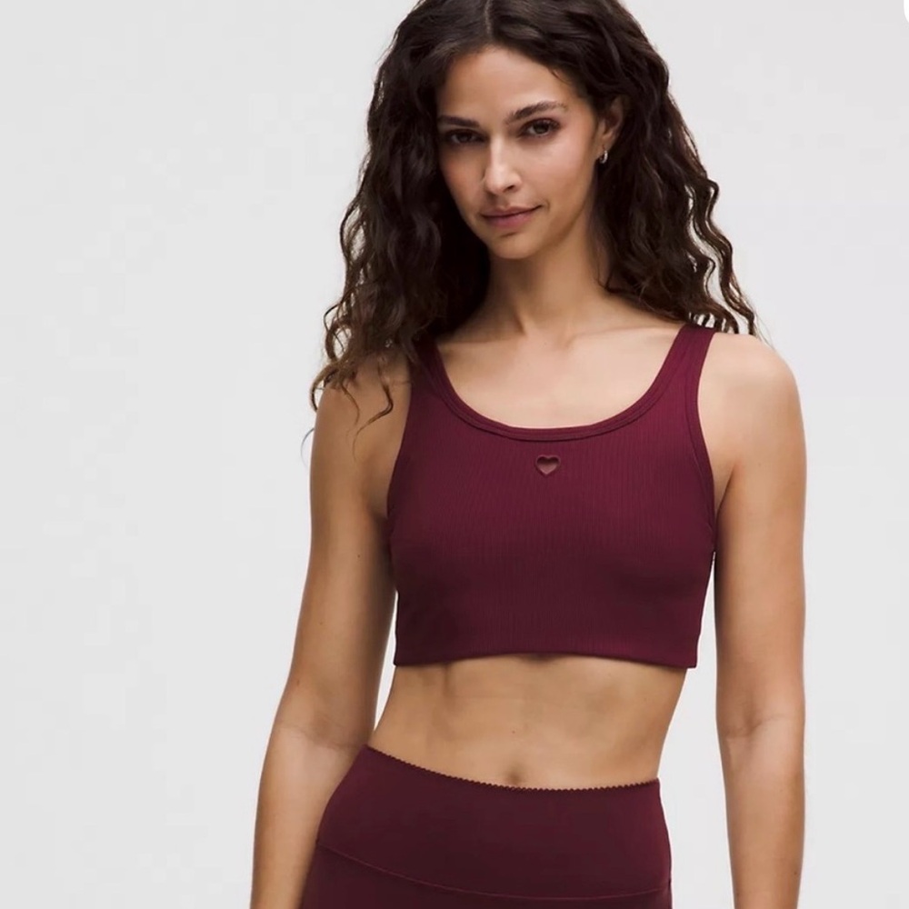 lululemon athletica Burgundy Ribbed Scoop Neck Sports Bra